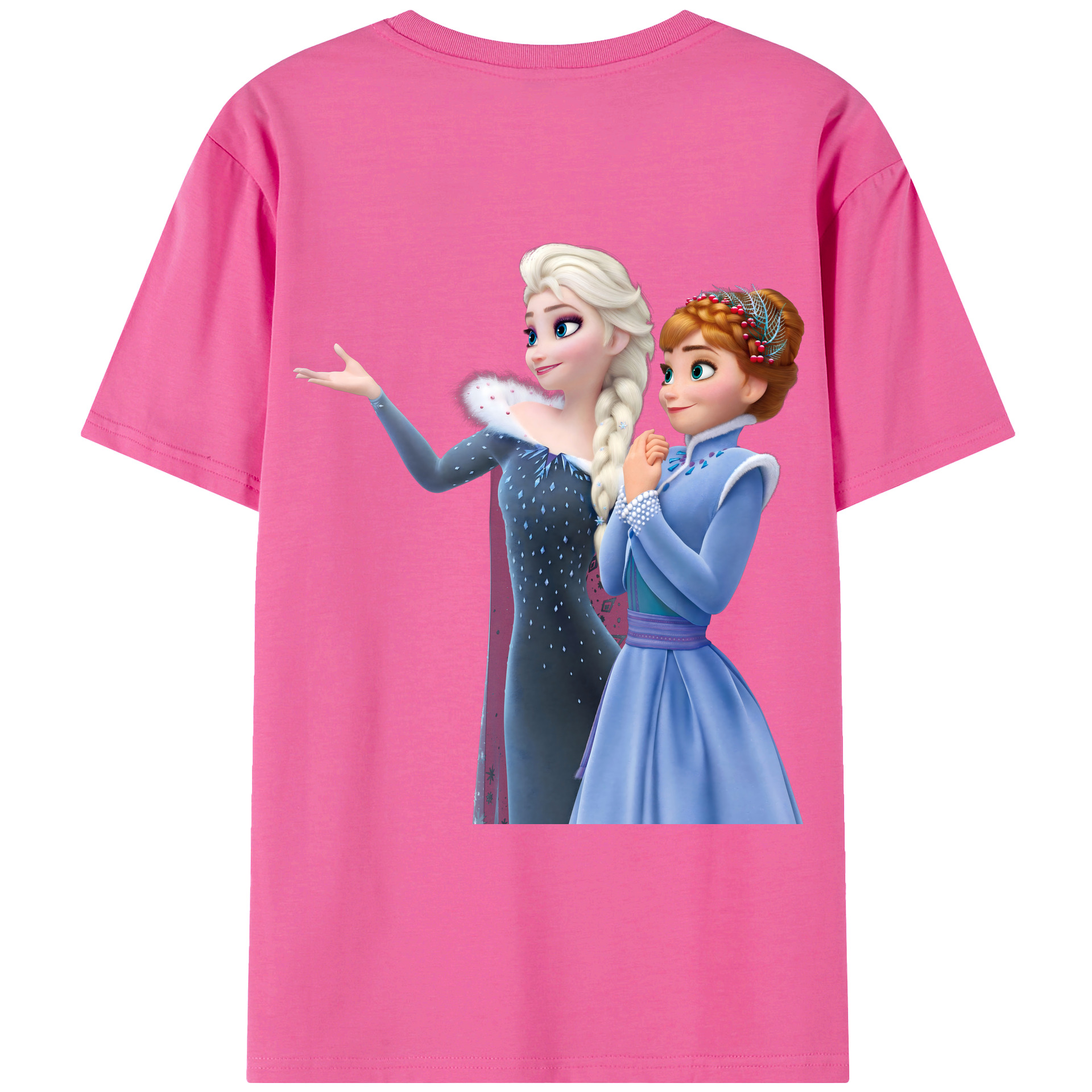 （画像用） アナと雪の女王 アンナ エルサ Frozen Anna Elsa レディース半袖Tシャツ(バックプリント)